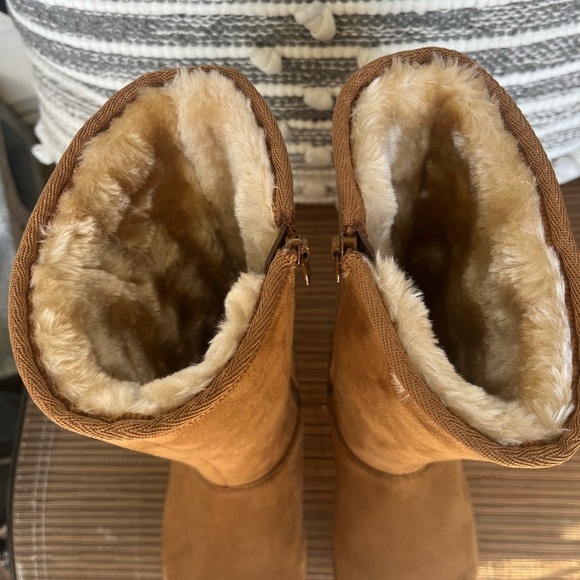 Camel Suede Mid-Calf Boots - Picture 9 of 9